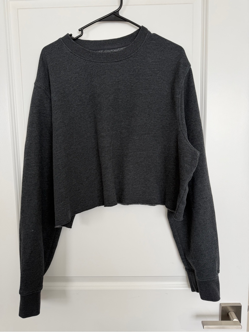 Goodfellow & Co Charcoal Cropped Crewneck Sweatshirt